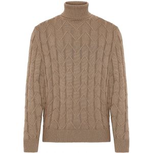 Boggi Milano, Truien, Heren, Beige, XL, Wol, Merino wol polo hals trui