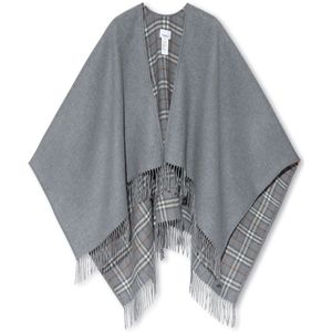 Burberry, Jassen, Dames, Grijs, ONE Size, Wol, Wollen poncho