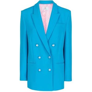 Chiara Ferragni Collection, Jassen, Dames, Blauw, 2Xs, Blauwe Double-Breasted Blazer