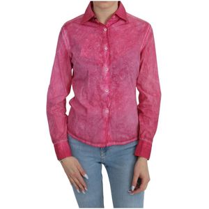 Ermanno Scervino, Blouses & Shirts, Dames, Roze, S, Katoen, Collared shirt met lange mouwen