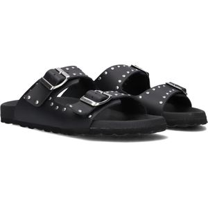 Lina Locchi, Schoenen, Dames, Zwart, 41 EU, Studded Double Buckle Slippers