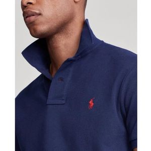 Polo Ralph Lauren, Tops, Heren, Blauw, M, Katoen, Slim Fit Mesh Polo Shirt