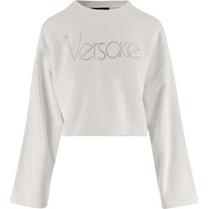 Versace, Sweatshirts & Hoodies, Dames, Wit, XS, Katoen, Sweatshirts Hoodies