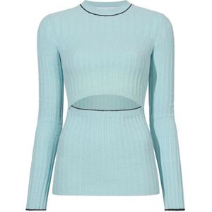 Proenza Schouler, Truien, Dames, Blauw, M, Katoen, Blauwe Cut-out Boucle Top