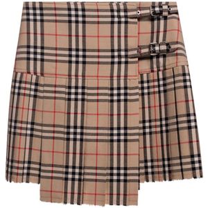 Burberry, Rokken, Dames, Beige, 3Xs, Wol, Wollen rok