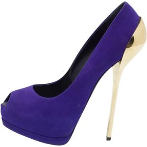 Giuseppe Zanotti Pre-owned, Pre-owned, Dames, Paars, 40 EU, Suède, Pre-owned Suede heels