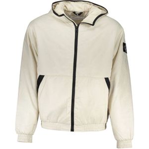 Calvin Klein, Jassen, Heren, Beige, 2Xl, Polyester, Beige Hoodie met Contrastdetails