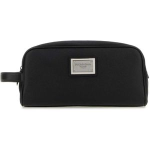 Dolce & Gabbana, Tassen, Heren, Zwart, ONE Size, Leer, Stijlvolle Beauty Case in Zwart Nylon en Leer