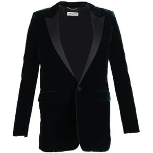 Yves Saint Laurent Vintage, Pre-owned, Dames, Zwart, M, Pre-owned Velvet outerwear