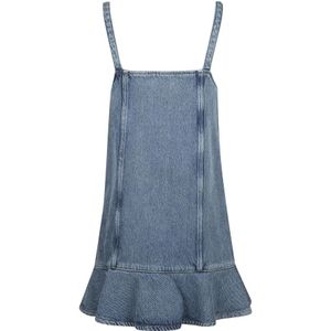 Ganni, Kleedjes, Dames, Blauw, L, Denim, Stijlvolle Denim Mini Jurk