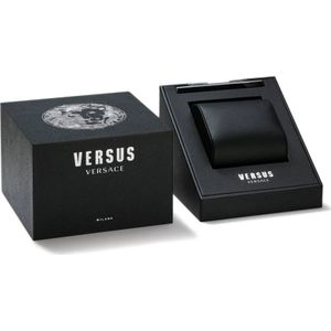 Versus Versace, Accessoires, Heren, Grijs, ONE Size, Colonne Leren Horloge Blauwe Wijzerplaat