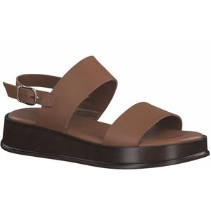 Tamaris, Comfortabele Leren Sleehak Sandalen Bruin, Dames, Maat:39 EU