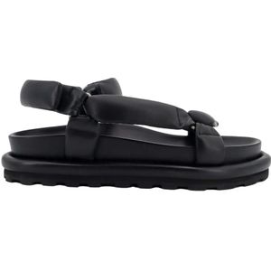 Jil Sander, Zwarte Leren Sandalen met Verstelbare Bandjes Zwart, Heren, Maat:43 EU