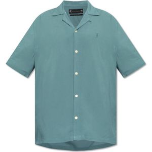 AllSaints, Overhemden, Heren, Blauw, S, Leer, Venetië shirt met logo