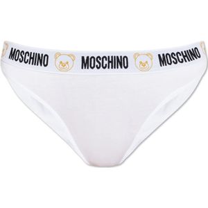 Moschino, Ondergoed, Dames, Wit, L, Katoen, Slips met logo