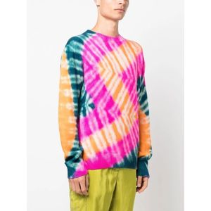 The Elder Statesman, Truien, Heren, Veelkleurig, XL, Kasjmier, Rode Cashmere Tie Dye Sweater