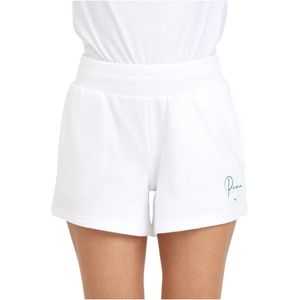 Puma, Korte broeken, Dames, Wit, XS, Witte Dames Logo Print Shorts