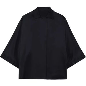 Anine Bing, Blouses & Shirts, Dames, Zwart, M, Rayon, Zwarte Zijden Julia Shirt