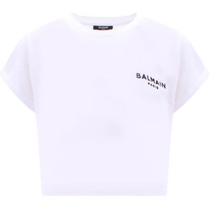 Balmain, Tops, Dames, Wit, M, Katoen, T-Shirts