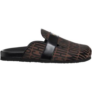 Moschino, Logo Slippers Bruin, Heren, Maat:41 EU