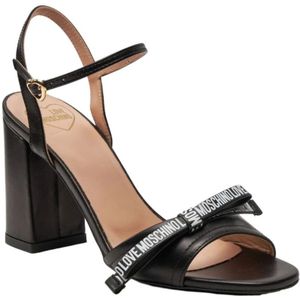 Love Moschino, Schoenen, Dames, Zwart, 38 EU, Leer, Hoge hak sandalen