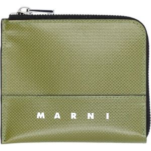 Marni, Tri Be Ca Ritsportemonnee Groen, Heren, Maat:ONE Size