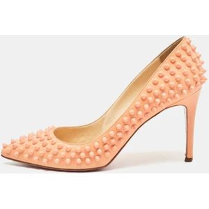 Christian Louboutin Pre-owned, Pre-owned, Dames, Oranje, 40 EU, Tweedehands leren hakken