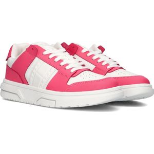 Tommy Jeans, Schoenen, Dames, Roze, 37 EU, Leer, Roze Lage Skate Sneakers