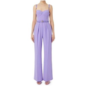 Elisabetta Franchi, Jumpsuits & Playsuits, Dames, Paars, S, Iris Kleur Jumpsuit Palazzo Stijl