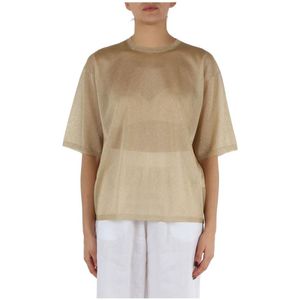 Fabiana Filippi, Tops, Dames, Geel, L, Lurex Ribgebreide Crewneck Top