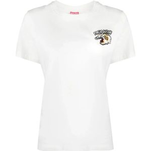 Kenzo, Klassieke Tiger Jersey T-shirt Wit, Dames, Maat:L