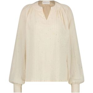 Jane Lushka, Linnen Statement Mouw Blouse Beige, Dames, Maat:XS