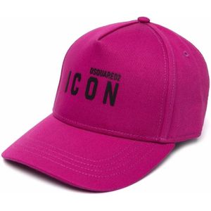 Dsquared2, Accessoires, Dames, Roze, ONE Size, Katoen, Roze Logo Baseball Cap, Modieuze Stijl