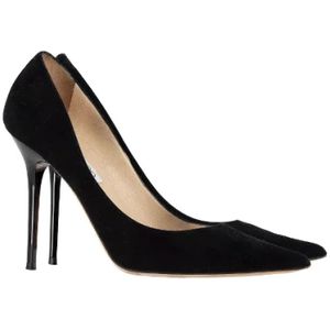 Jimmy Choo Pre-owned, Pre-owned, Dames, Zwart, 38 EU, Suède, Pre-owned Suede heels