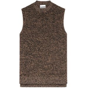 Ganni, Truien, Dames, Bruin, M, Wol, Tiger's Eye Wolblend Vest