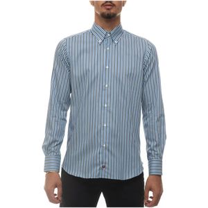 Càrrel, Overhemden, Heren, Blauw, L, Katoen, Gestreept Button-Down Overhemd