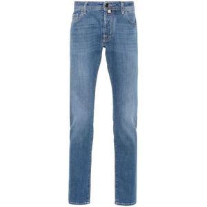 Jacob Cohën, Jeans, Heren, Blauw, W33, Denim, Nick Slim 5-Pocket Jeans
