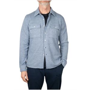 Fedeli, Jassen, Heren, Blauw, L, Linnen, Cashmere en Linnen Overshirt - Blauw