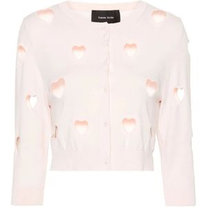 Simone Rocha, Rose Cut Out Heart Cardigan Roze, Dames, Maat:M