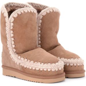 Mou, Schoenen, Dames, Beige, 41 EU, Wol, Bruin en Roze Dubbelzijdige Laars