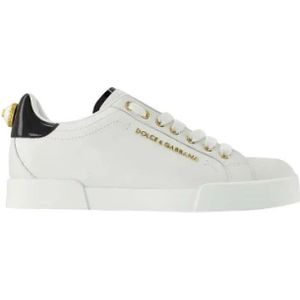 Dolce & Gabbana, Schoenen, Dames, Wit, 38 EU, Leer, Leather sneakers