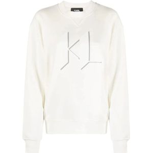 Karl Lagerfeld, Witte Casual Hoodie Sweatshirt Wit, Dames, Maat:XL