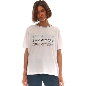 D.Exterior, Tops, Dames, Wit, M, Smile en Love Print T-shirt
