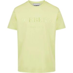 Iceberg, Tops, Heren, Geel, XL, Katoen, Gele T-shirt met geborduurd logo