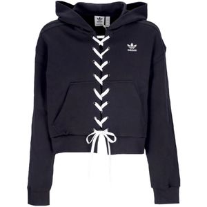 Adidas, Sweatshirts & Hoodies, Dames, Zwart, L, Katoen, Originele Gehaakte Hoodie Zwart Lichtgewicht