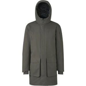 Scandinavian Edition, Mantels, Heren, Groen, XL, Lange Parka met Synthetische Isolatie en Capuchon