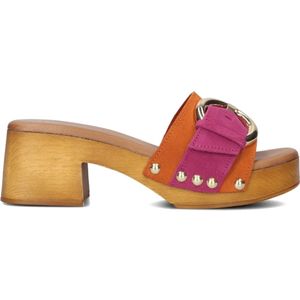 Lina Locchi, Schoenen, Dames, Veelkleurig, 40 EU, Suède, Oranje en Paarse Suède Slippers