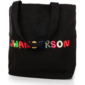 JW Anderson, Tassen, Dames, Zwart, ONE Size, Kleurrijke Logo Canvas Tote Bag