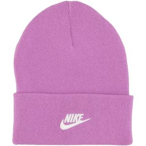 Nike, Accessoires, unisex, Paars, ONE Size, Katoen, Peak Beanie Rush Hoed Fuchsia/Wit