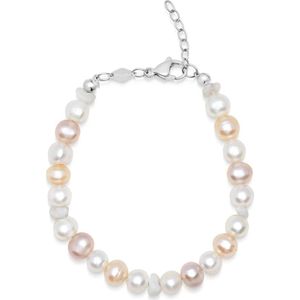 Nialaya, Women`s Pastel Pearl Bracelet Grijs, Dames, Maat:S